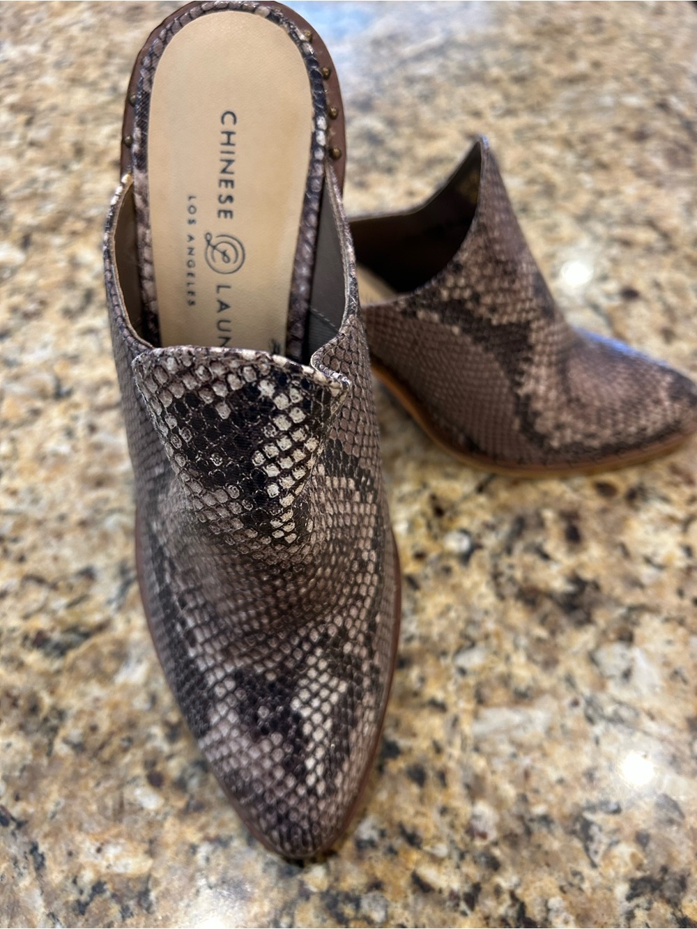 New Chinese Laundry Snake-Print Slip-On Mules